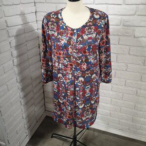 Fig & Flower Ladies Size XL Multi Colored Flower Pattern Relaxed Fit Tunic